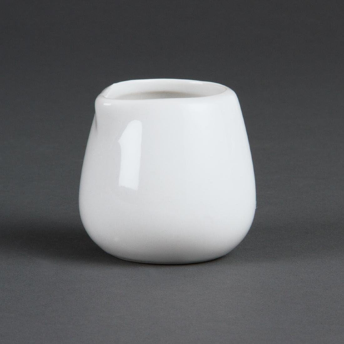 Olympia Whiteware små serveringskander 43 ml/1,5 oz (pakke med 12), hvid porcelæn - kande uden greb Ideel til mælk, fløde, saucer, sovs - Tåler opvaskemaskine/mikrobølgeovn, hjemmecafé, restaurant, C203