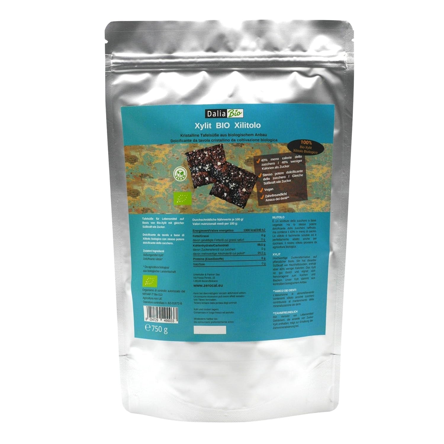 Bio Xylitol Bio | Aus Biologischer Landwirtschaft | 40 % lavere kalorier Zahnfreundlich | Ideal Zum Kochen Und Backen, 750 G Sweeteners Naty Shop Standardtitel