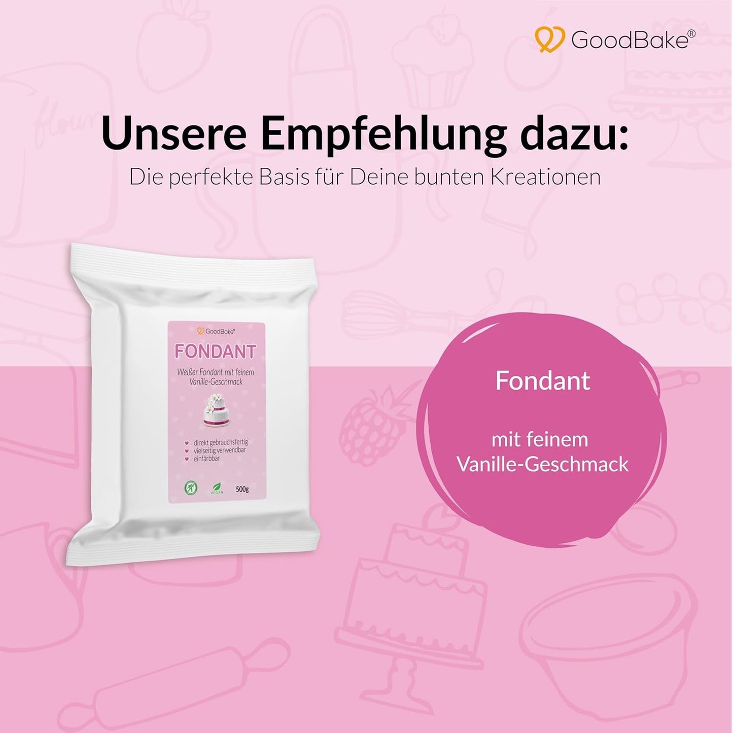 Goodbake Pink Food Coloring (11ml) - Intens Food Coloring - Meget koncentreret farve - Til farvning af kager, fondant, smørcreme, drinks, slim og mange andre ting. 100% vegansk