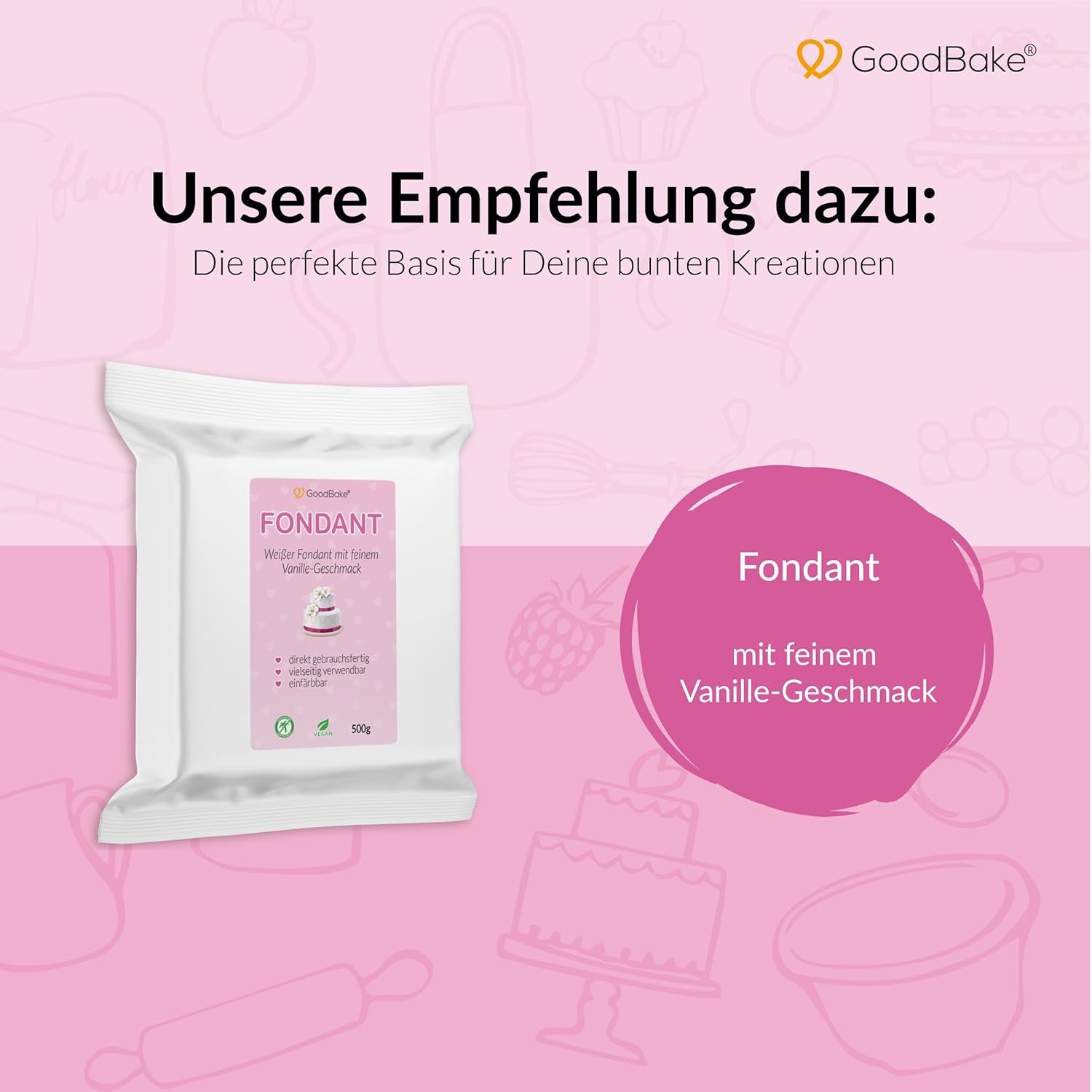 Goodbake Pink Food Coloring (11ml) - Intens Food Coloring - Meget koncentreret farve - Til farvning af kager, fondant, smørcreme, drinks, slim og mange andre ting. 100% vegansk