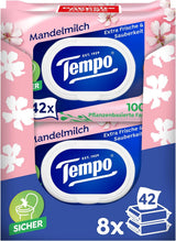 Tempo ''Gentle & Sensitive'' våde toiletservietter - Megapack - 16 pakker med 42 servietter hver - Duo Packs - Natural Aloe Vera - Hygiejnisk papir, dermatologisk testet, hudneutralt