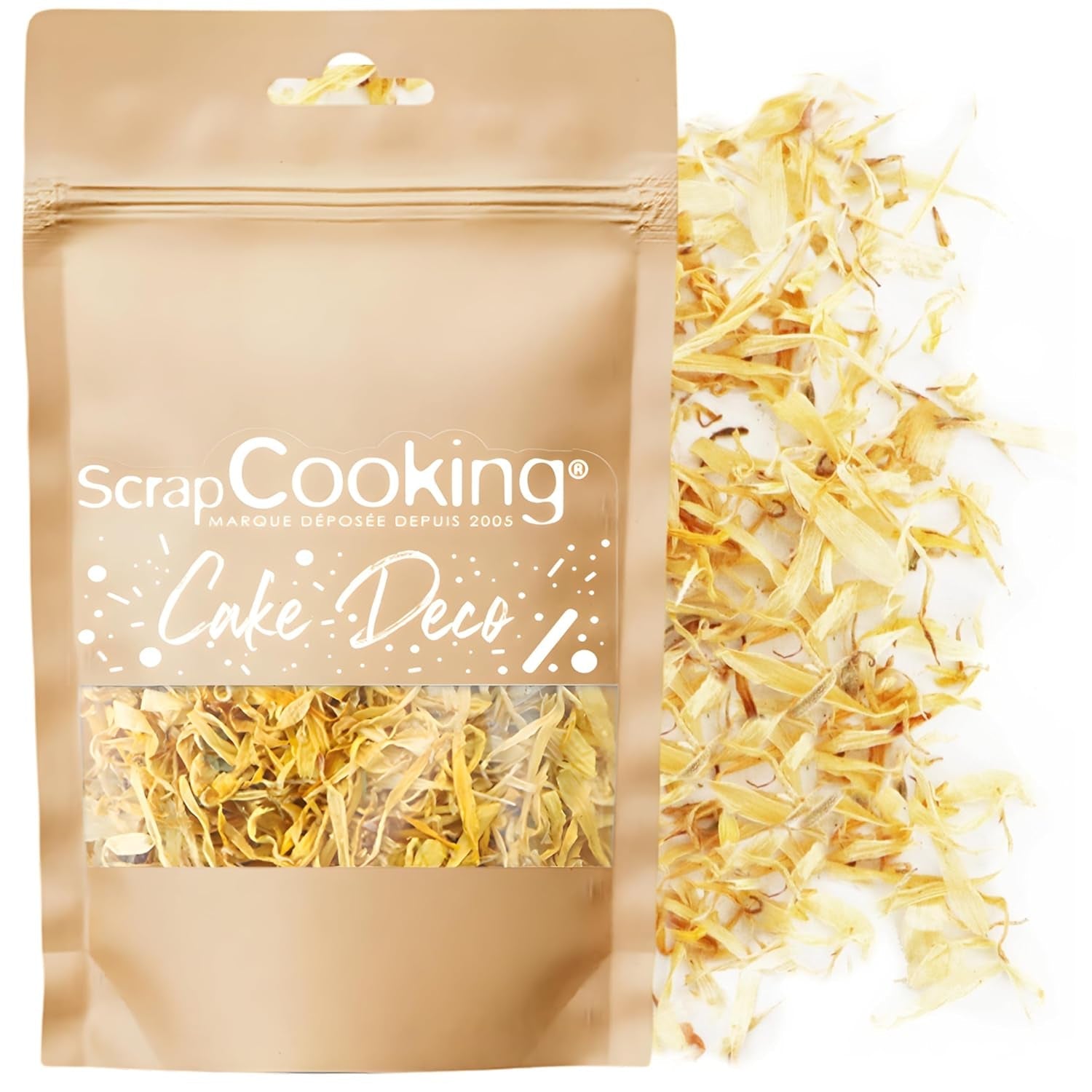 ScrapCooking - Tørrede morgenfruer 3,5 g - Spiselige blomster - Maddekorationer til bagning - Til desserter, kager, tærter, muffins - jul, forår, fødselsdag - Gylden gul - 7471