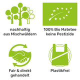 Mate Bio tesæt ● 3 sortimenter af Mate + Dobbeltvægget Mate-krus i rustfrit stål + Bombilla + Brygningsinstruktioner (sort)