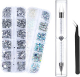 ANGNYA 4000 Stück Strasssteine Nägel Nail Art Strasssteine Dekorationen Nagelsteine Für Nail Art Zubehör Und Klare Kristall Strasssteine Handwork Mit Pick up Pinzette Und Strass Picker Dotting Pen…