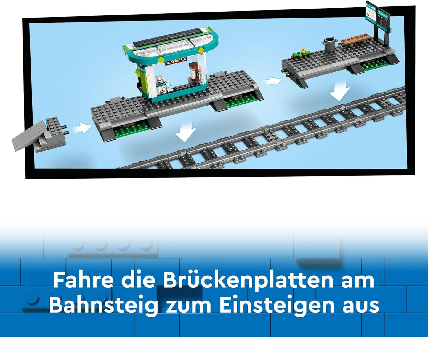 LEGO City sporvogn med station, gaveide til billegetøjsfans fra 7 år, med 6 minifigurer og en førerhund til rolleleg, byggelegetøj 60423 Byggesæt Besuche den LEGO-Store