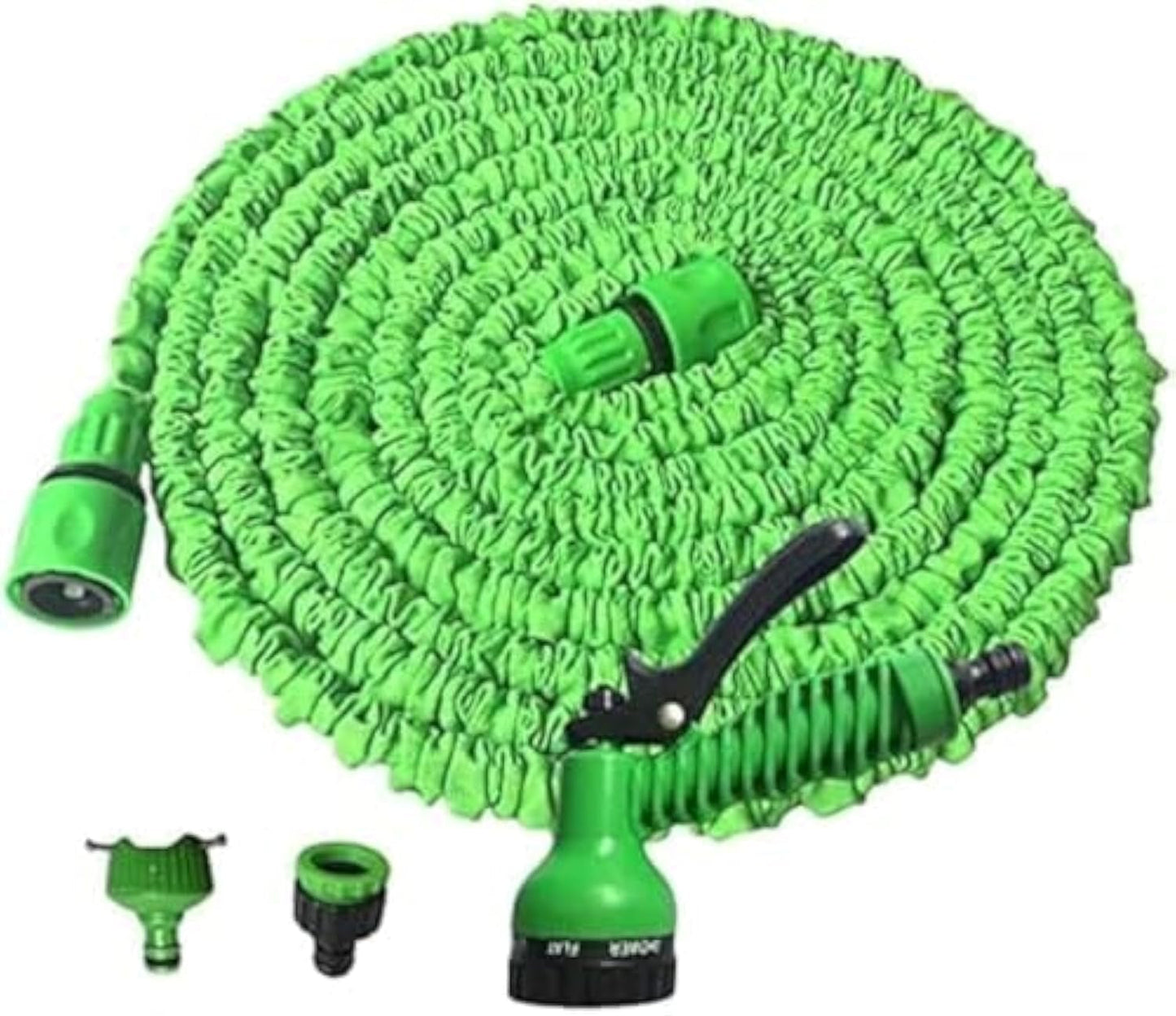 Fleksibel haveslange 15m grøn, plast/gummi, 7-vejs sprøjtemundstykke, 8 bar, 0,68 kg, 1 stk.