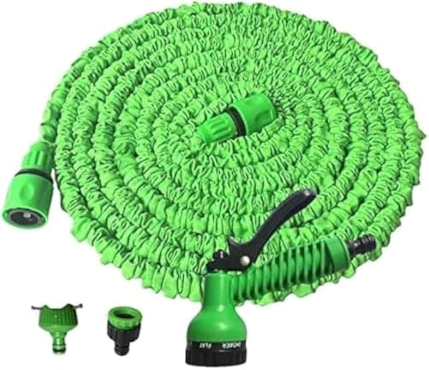 Fleksibel haveslange 15m grøn, plast/gummi, 7-vejs sprøjtemundstykke, 8 bar, 0,68 kg, 1 stk.
