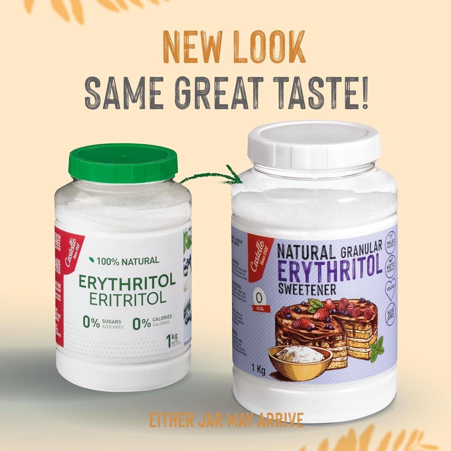 Natürliches Erythrit - Kristallzucker | 10G = 7G Zucker | Natürlicher Zuckerersatz - 0 Kalorien - 0 Glykämischer Index - Keto Und Paleo - 0 Netto-Kohlenhydrat - Kein GVO - Castello siden 1907-1Kg Sødemidler Naty Shop