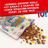 FRECHE FREUNDE KIDS, Bobs & DIKKAs Crunchy Banana Cacao Müsli, Crunchy Chokolade Müsli til børn, Lavt sukkerindhold, ingen tilsætningsstoffer, 100 % vegansk, 6 stykker (6 x 280 g)