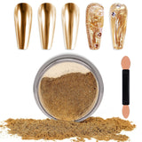 Chrome Nagel Pulver Spiegel Effekt Metallic Staub Holographische Glitter Glasierte Maniküre Dekoration Reflektierendes Pigment Für DIY Gel Polish Nail Art, Harz Handwork, Geschenke Für Gold