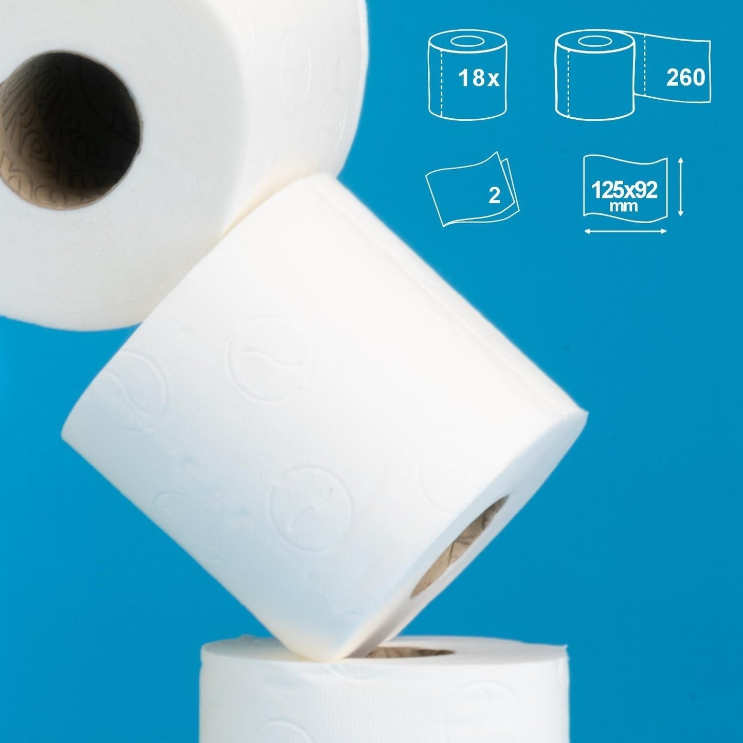 Renova dobbelt toiletpapir, 18 ruller