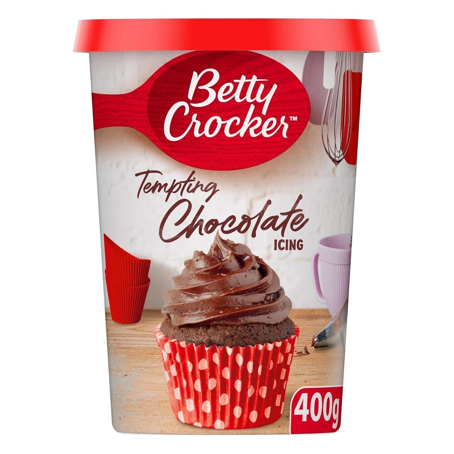 Betty Crocker, fristende chokolade, chokoladeglasur til kager, 400 gram glasurer og dekoration Naty Shop
