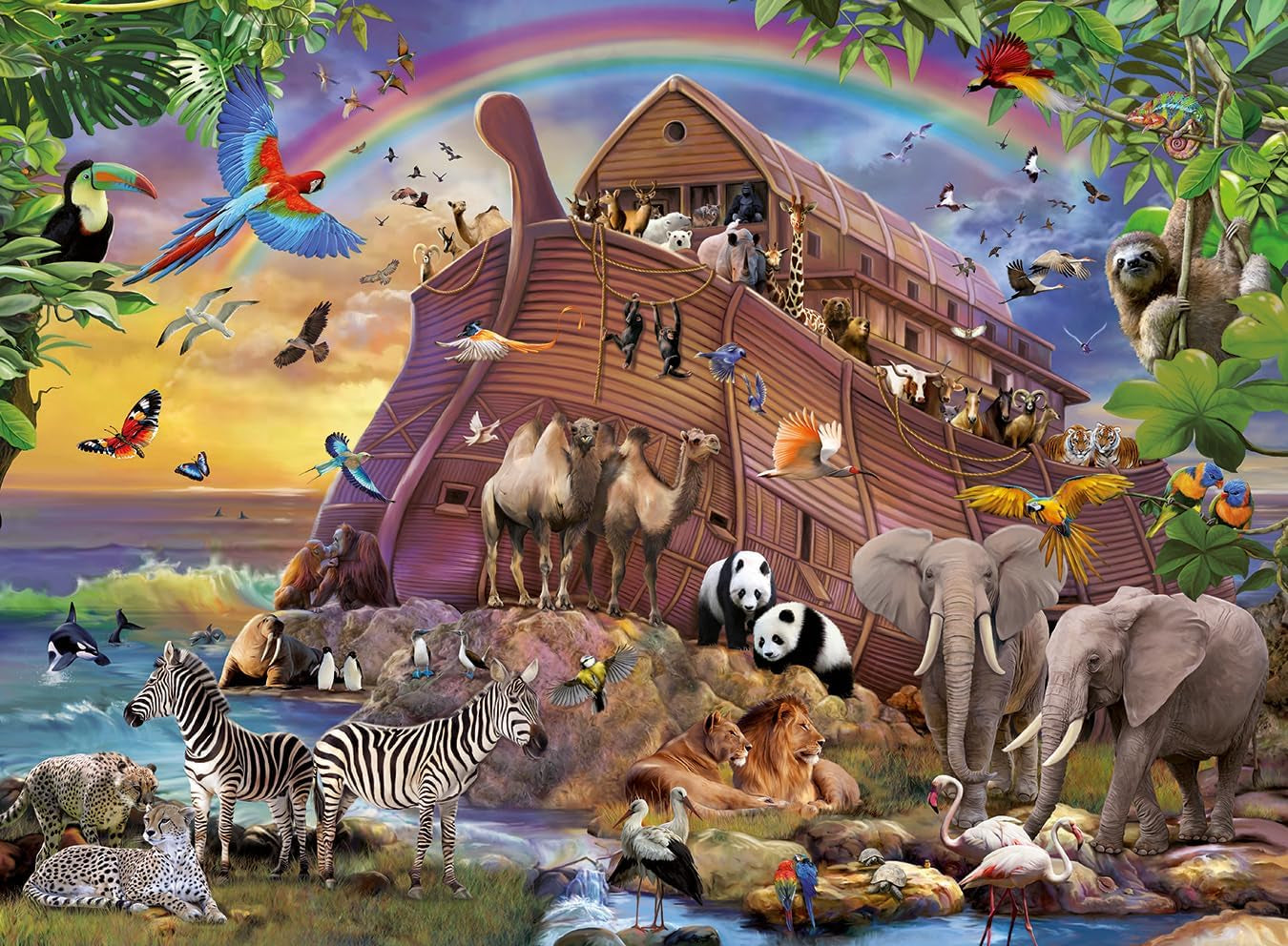 Ravensburger puslespil til børn - 10038 Unterwegs Mit Der Arche - Noah's Ark puslespil for børn fra 7 år, med 150 brikker i XXL format Puslespil Naty Shop