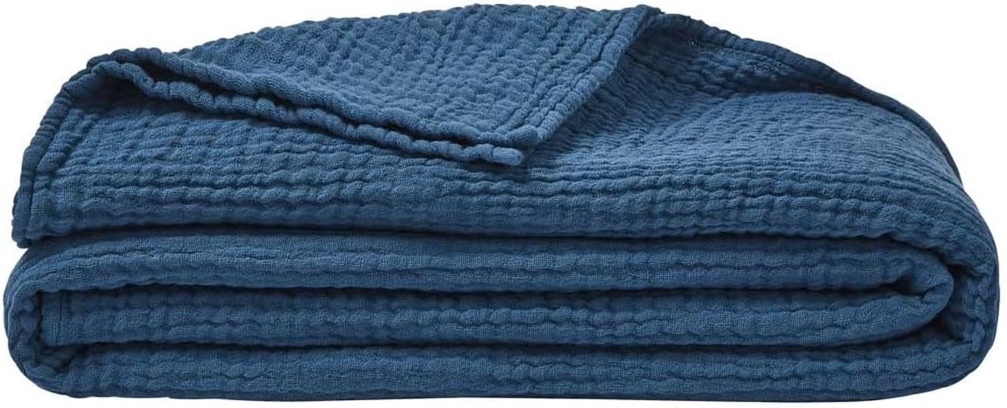 ESSIX Plaid, Monocolor, Lavet af bomuldsgaze, Jazzy, 130 X 170 Cm Dyner og dyner Naty Shop Blue - Benzin