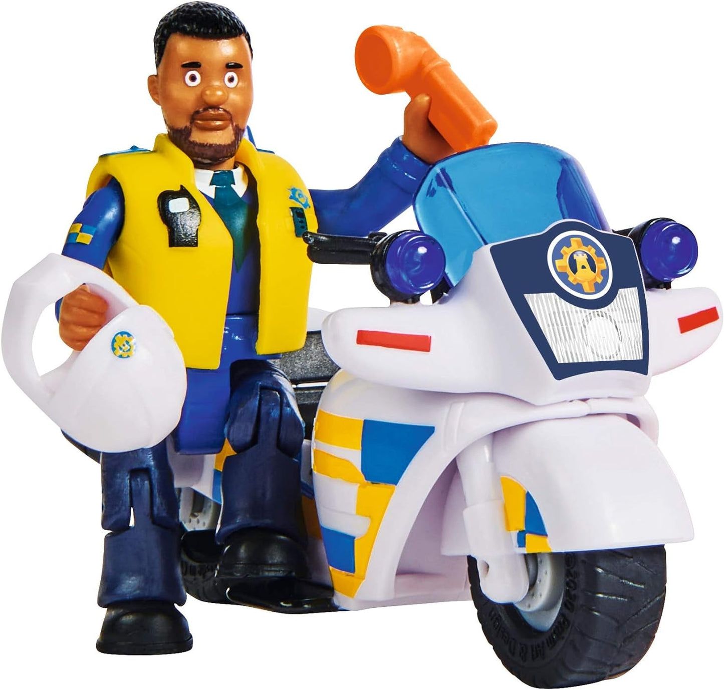 Simba 109251092 - Politimotorcykel Brandmand Sam, Med Malcolm-figur, Med tilbehør, Sæson 12, Fra 3 år Actionfigurer Naty Shop