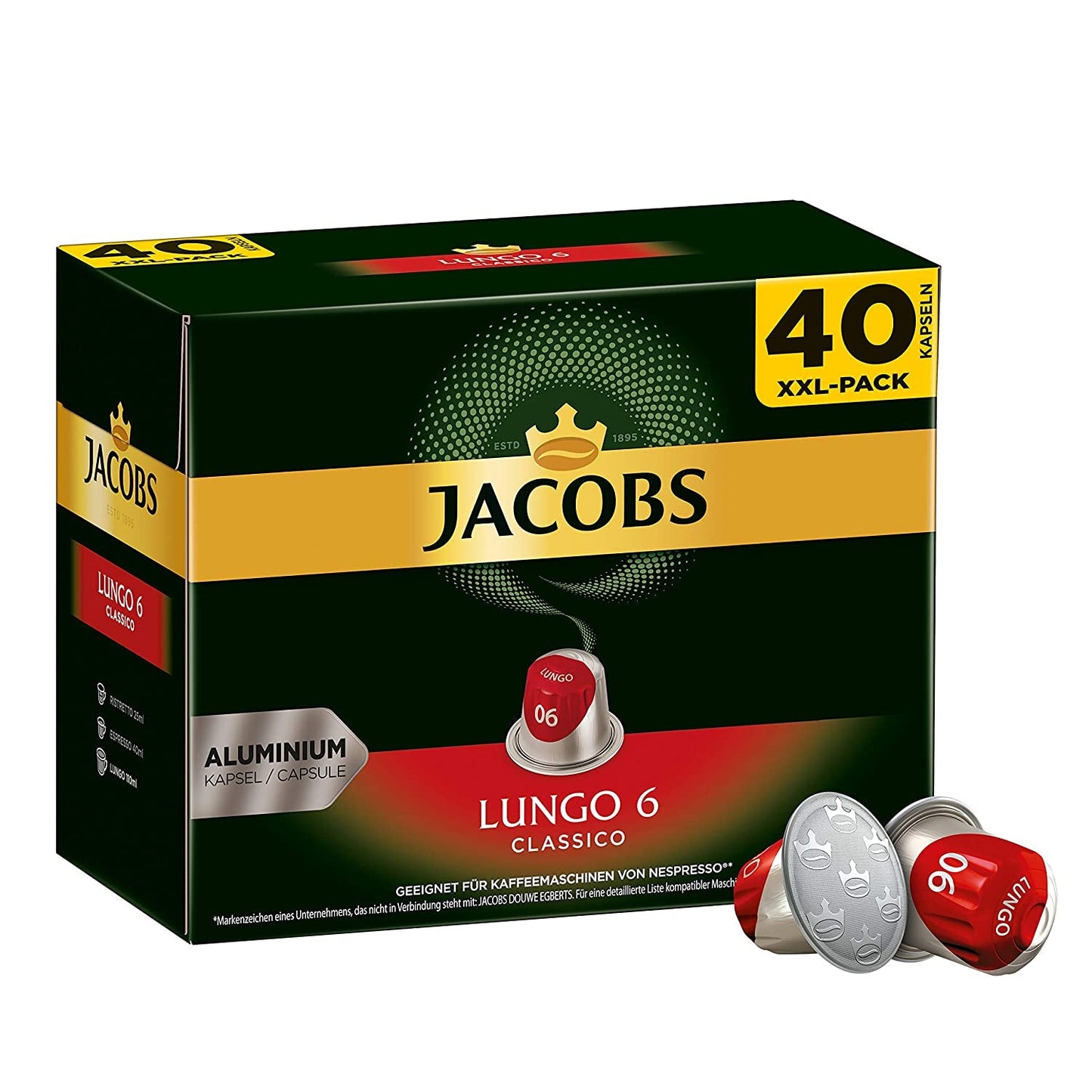 Kaffeekapseln Lungo Classico (nur für kurze Zeit) Megapack XXL & Kaffeekapseln Lungo Decaffeinato- Intensität 6-200 Nespresso-kompatibel Kapsel, 10er Pack, 10 x 20 Getränke