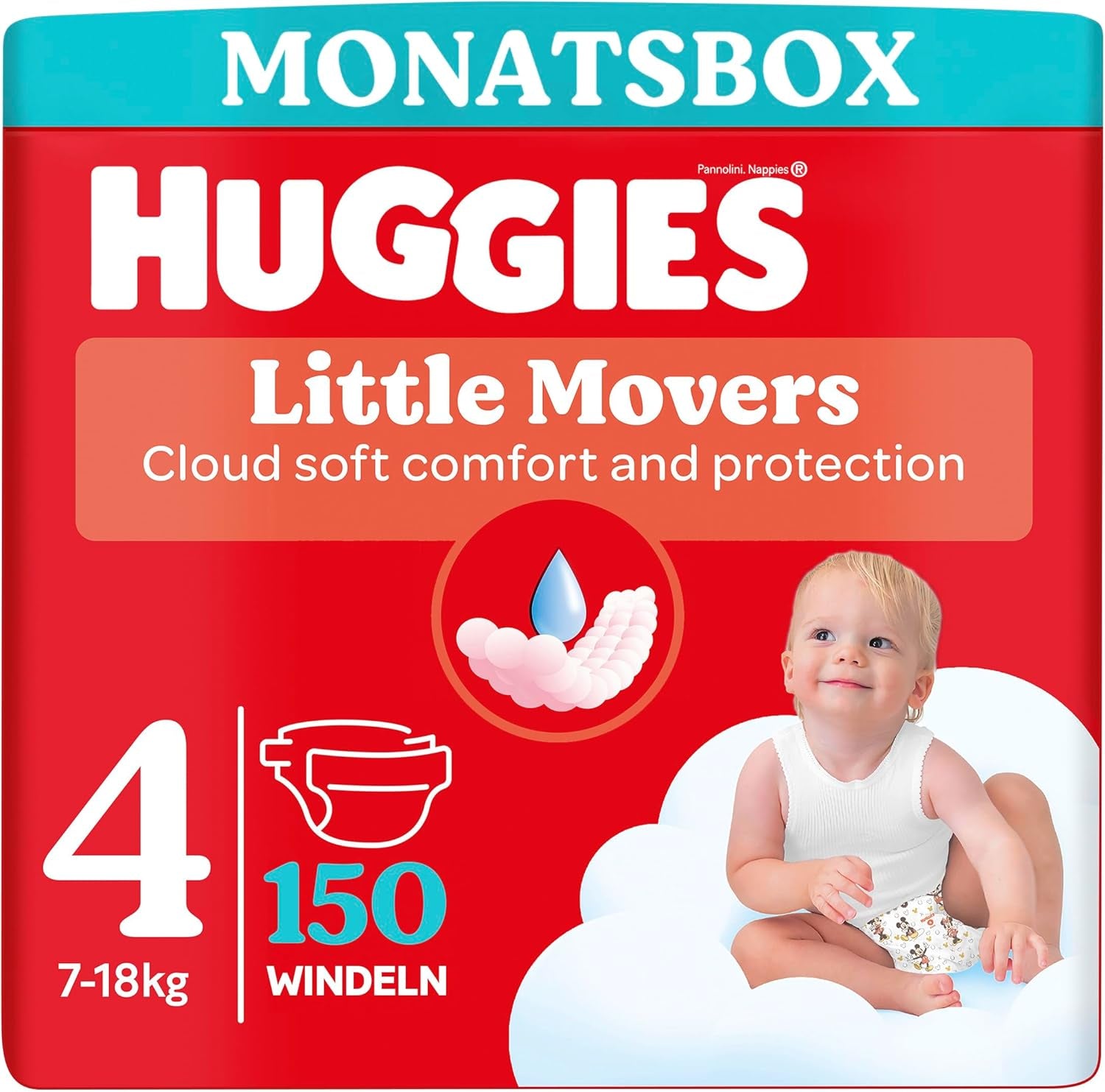 Huggies Babybleer Little Movers, Disney Design, Størrelse 4, 150 Antal (3 x 50), Månedlig æske