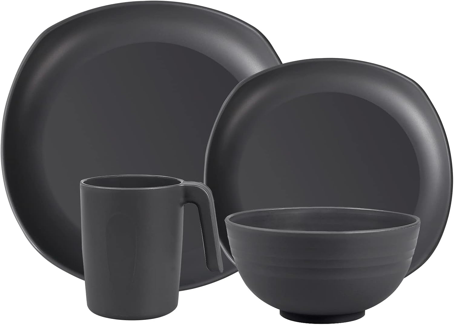 PP servicesæt | Let og uforgængeligt 16-deles spisestel til børn og voksne, 4 tallerkener, 4 desserttallerkener, 4 skåle, 4 kopper kombisæt til 4