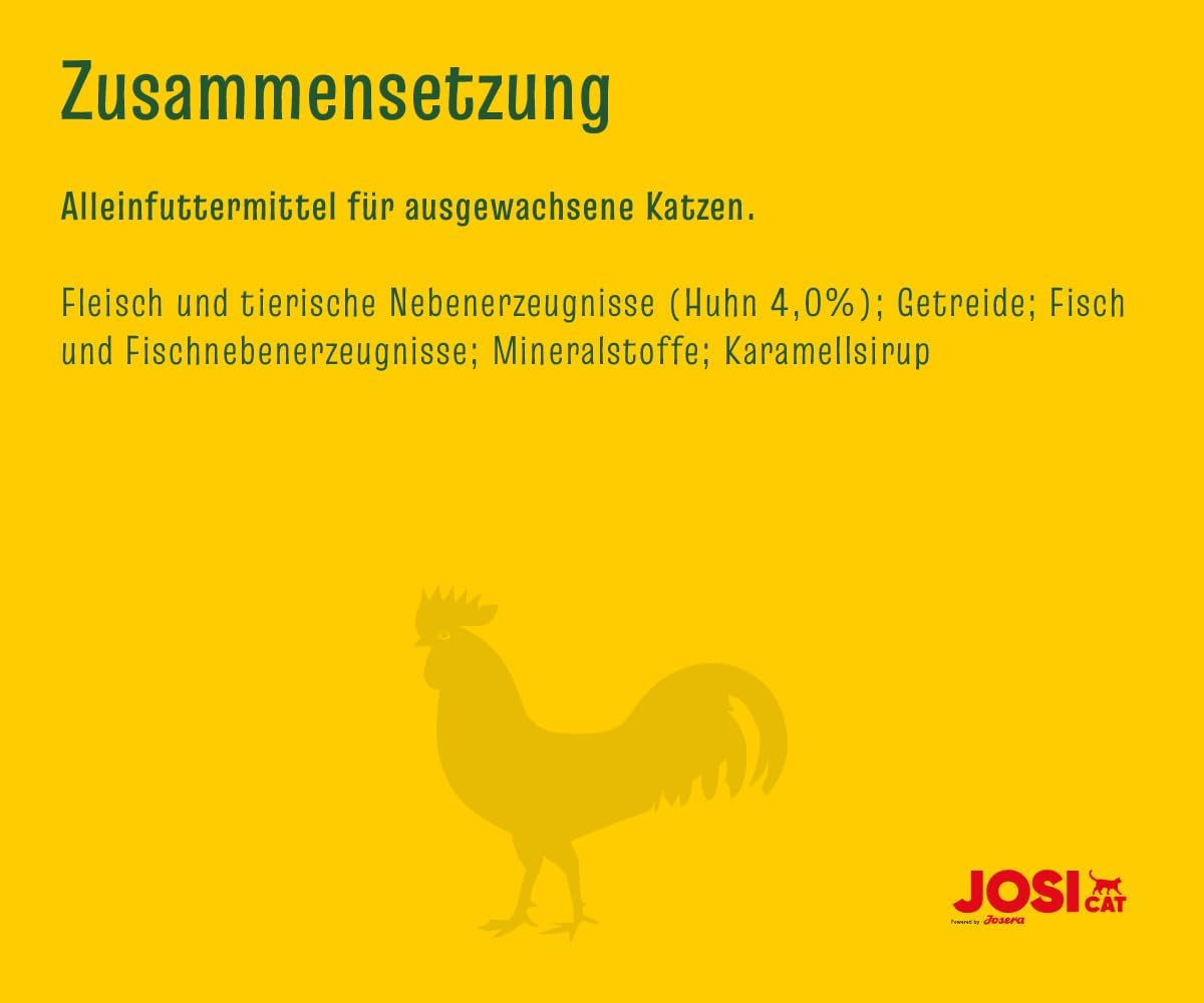 JosiCat Kylling i Sauce (12 x 415 g) | Voksen | Premium vådfoder til voksne katte | Kylling i sauce | Vitamin D3 og E | Drevet af JOSERA | Vådfoder til katte | Komplet mad | Pakke med 12