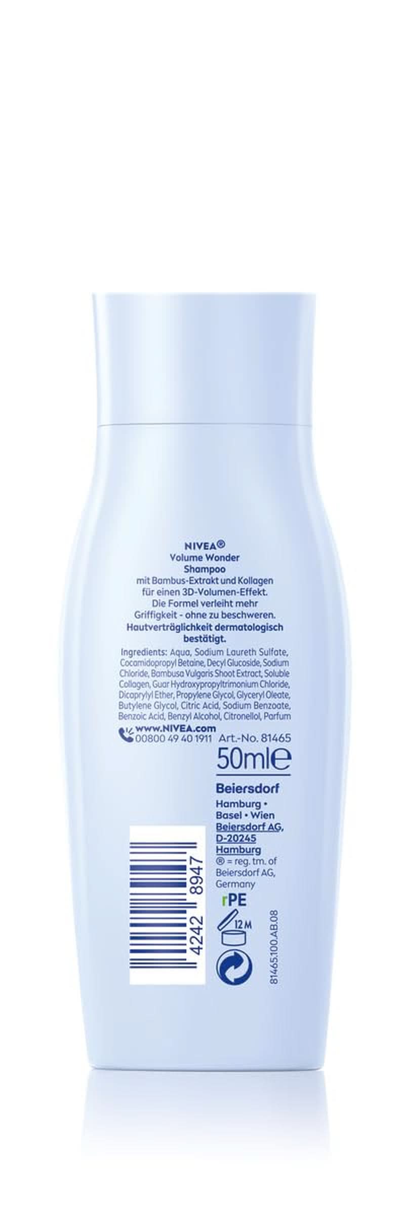 NIVEA Volume Wonder Strengthening shampoo, volumengivende shampoo, 50 ml bruser og bad Naty Shop