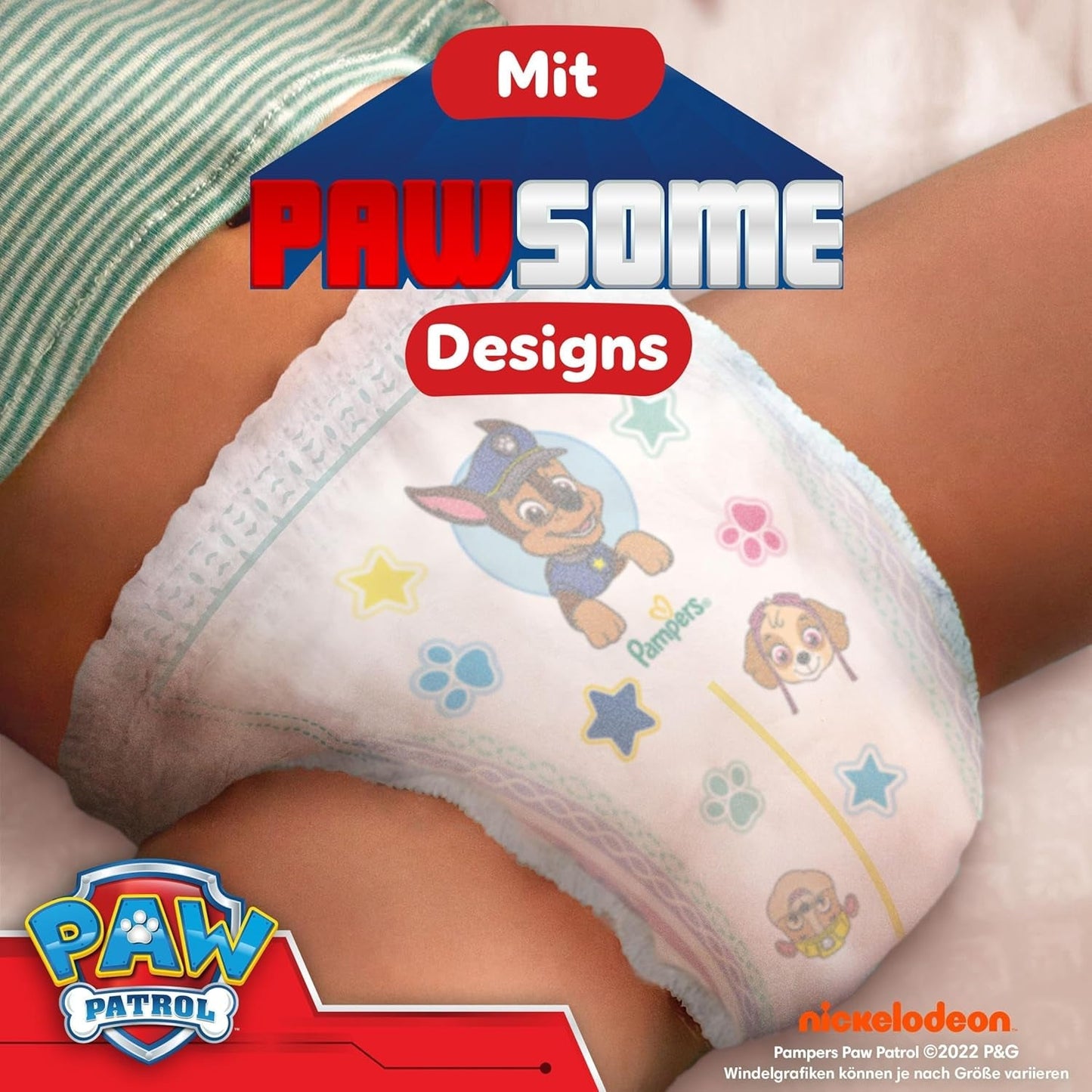 Pampers Baby Dry Pants Diaper Patrol Puppy Edition, str. 5, 160 bleer, 11 kg - 17 kg, 360° justering med stop og beskyttelsessystem