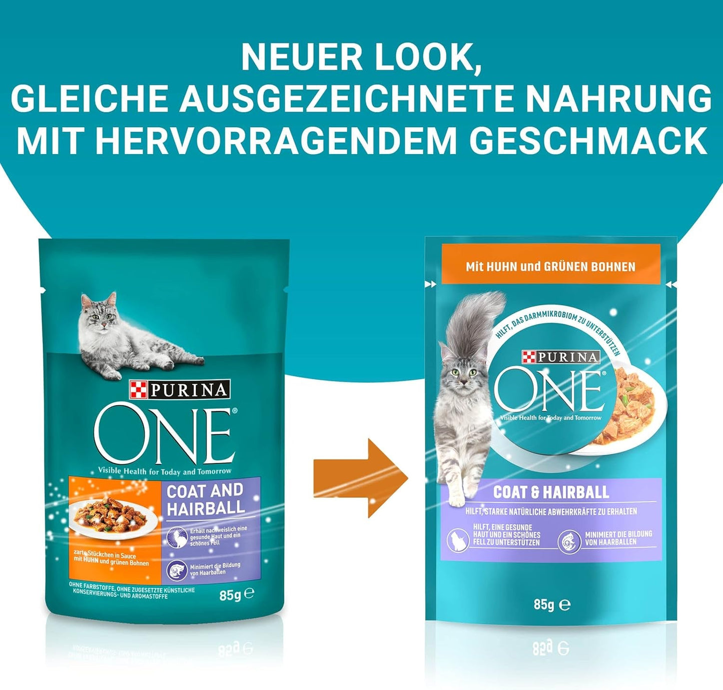 PURINA ONE pels og hårbold våd kattefoder i sauce med kylling, pakke med 26 (26 x 85 g)