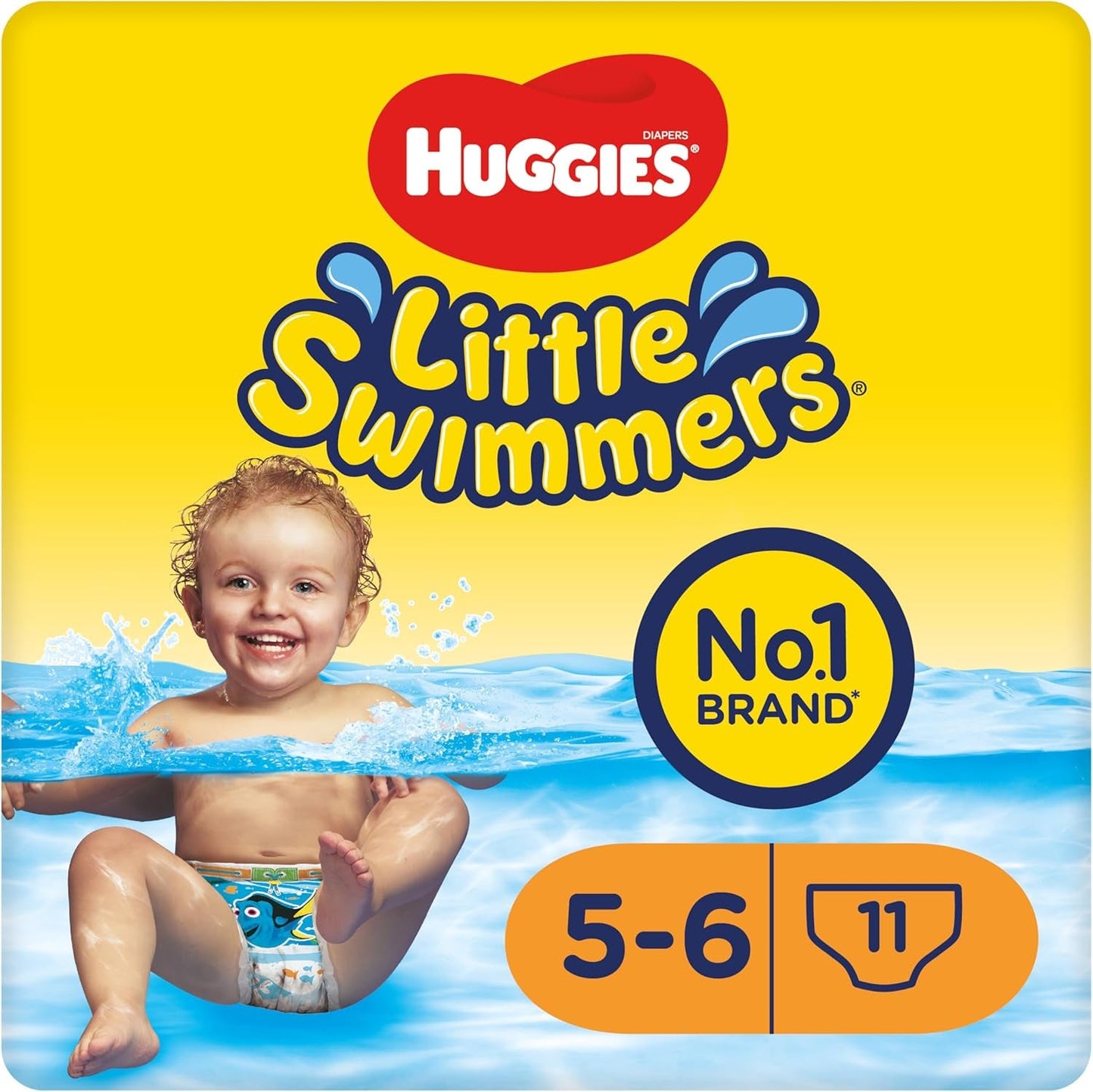 Huggies Little Swimmers engangs svømmebleer til babyer og småbørn, størrelse 5-6 (12-18 kg), 11 svømmebleer, unisex
