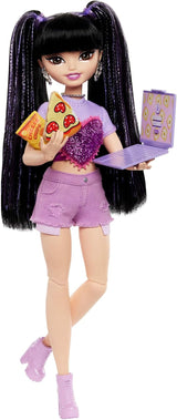 Barbie Dream Besties dukke og tilbehør, bevægelig Teresa modedukke med brunt hår og hårspænder, 10 stykker videospilstema, HYC23 Naty Shop Dolls Video og mad