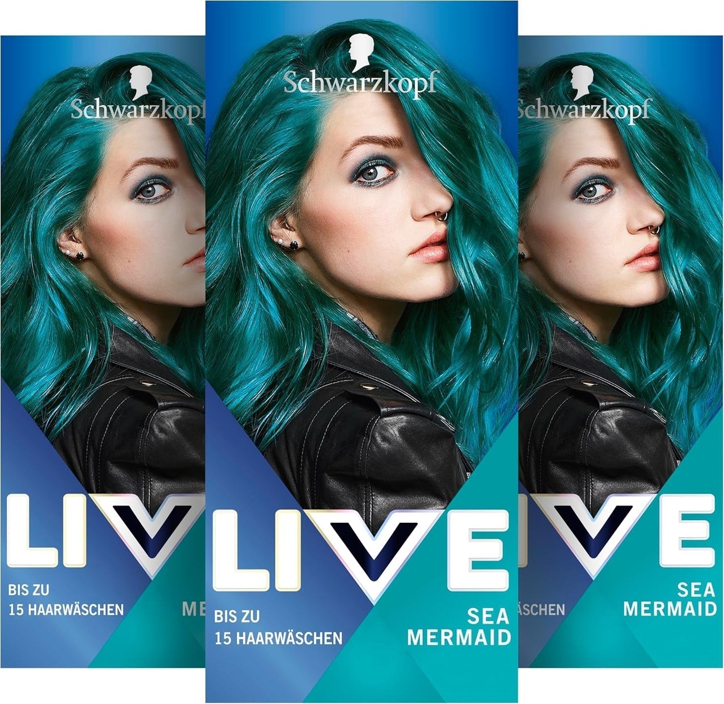 Schwarzkopf LIVE Ultra Brights Semi-Permanent Hårfarve 097 Havfrue (3 x 80 ml), farve for intense resultater eller pastelfarver, modstår 12-15 vaske, med plejebalsam Hårfarve Naty Shop Standard titel
