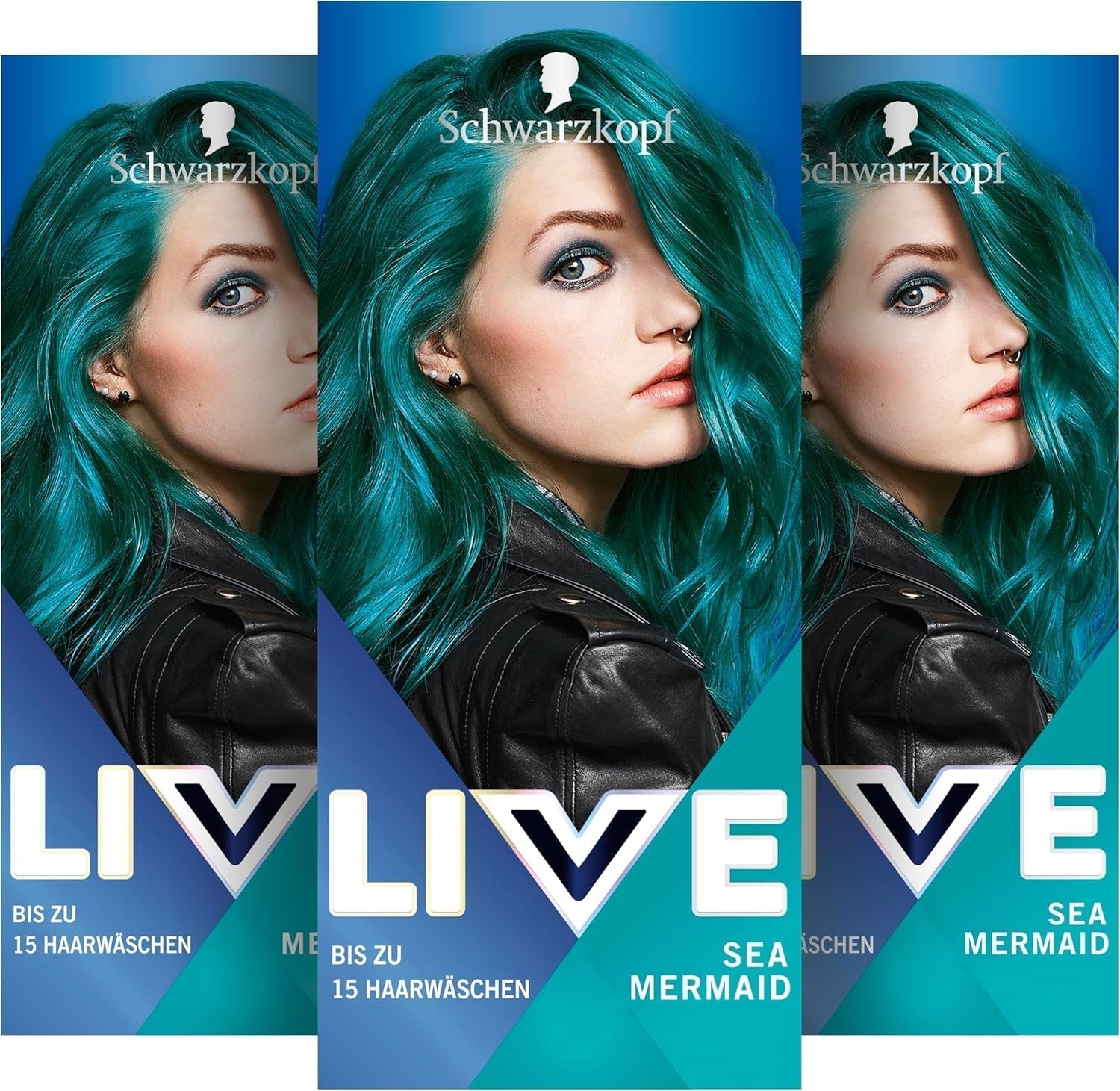 Schwarzkopf LIVE Ultra Brights Semi-Permanent Hårfarve 097 Havfrue (3 x 80 ml), farve for intense resultater eller pastelfarver, modstår 12-15 vaske, med plejebalsam Hårfarve Naty Shop Standard titel