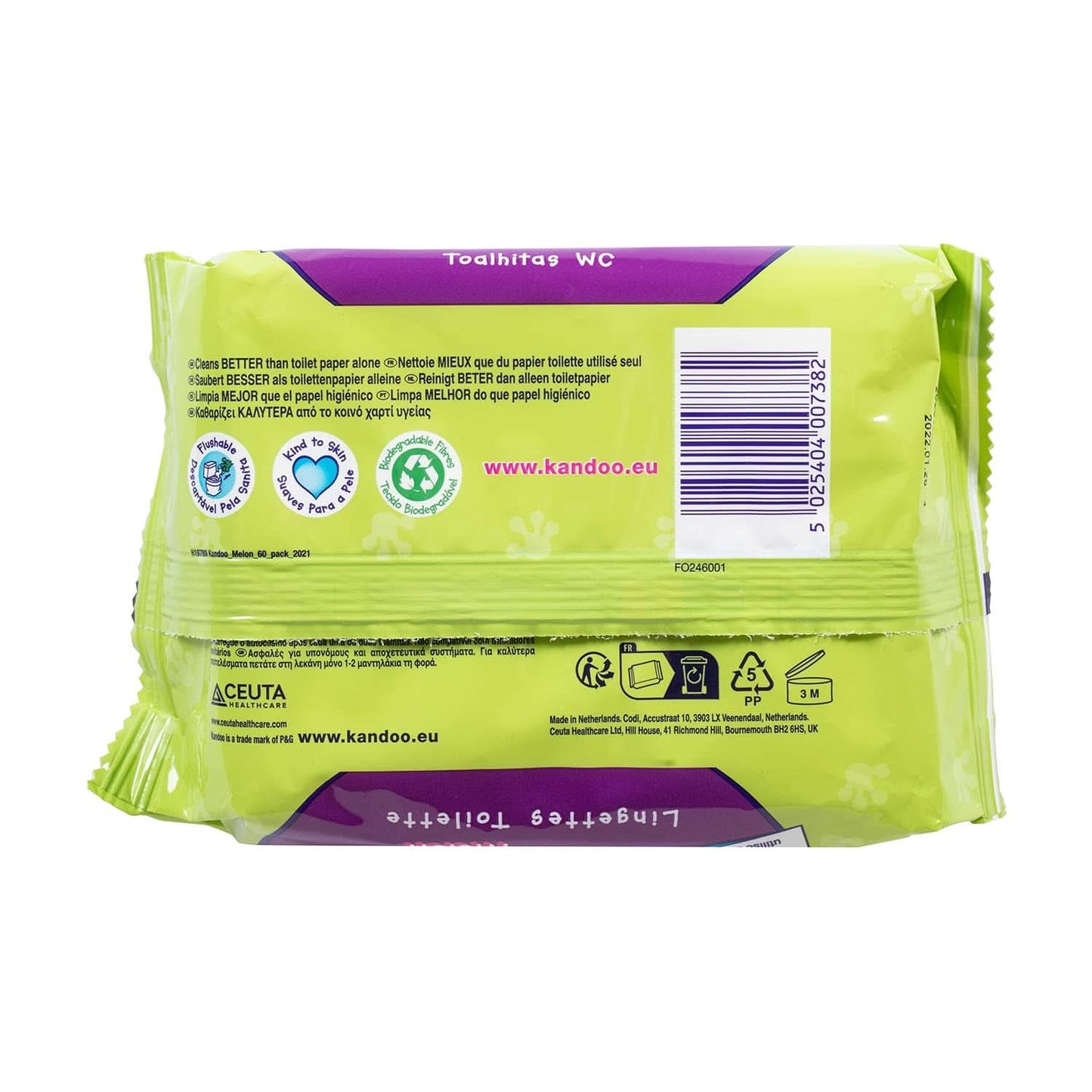 Melon Feuchttücher - Spülbar - Aus 95% Wasser - Parfümfrei - Plastikfrei - Dermatologisch Getestet - Feuchtes Toilettenpapier Aus 100% Pflanzlichem Cellulosemateriale - 60 Tücher Naty Shop