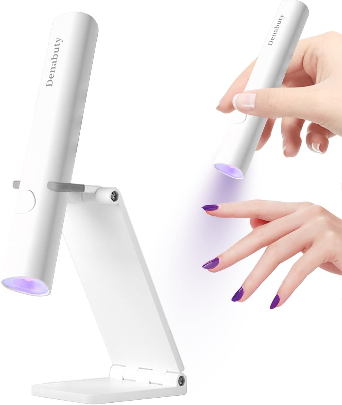Denabuty UV-lampe til Gel-neglelak, Mini UV LED-lampe til negleudskiftning med stativ Tragbare Lille UV-neglelampe til Gel-neglelak, til Aushärten Von Nagelkleber & Negletips Hvid