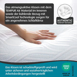 TEMPUR Comfort Air Medium sovepude, Åndbar pude til enhver soveposition, OEKO-TEX MADE i GRØN, medium fasthed, 40 X 80 Cm Naty Shop standardpuder