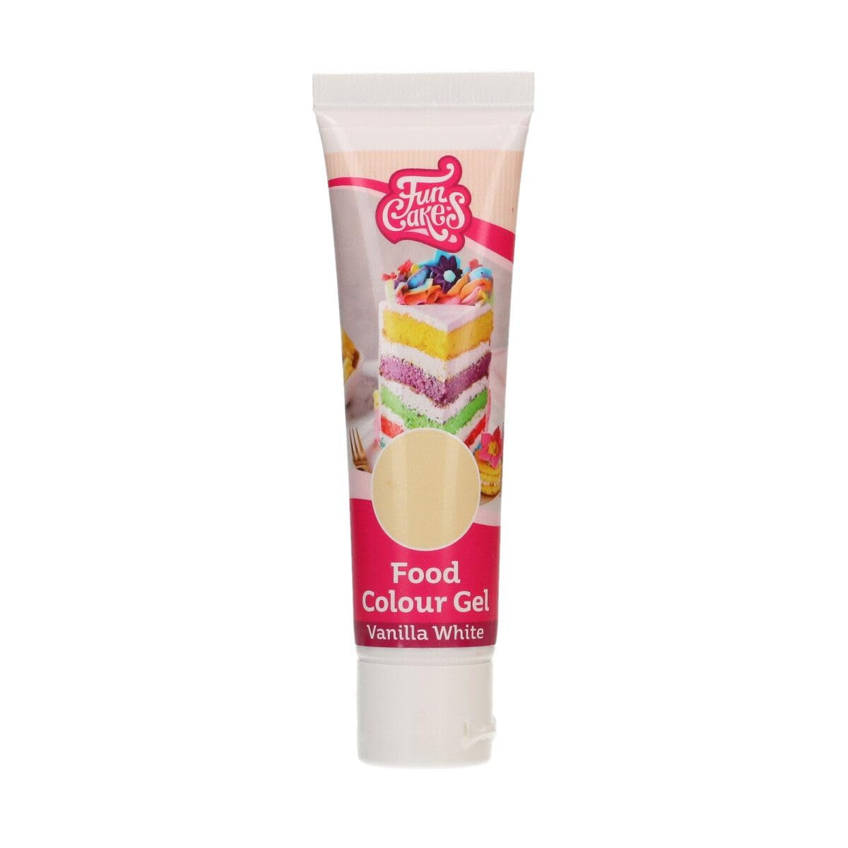 Madfarve Funcakes White Vanilla Gel: Højkoncentreret madfarve til dej, creme, fondant, marcipan, kager, let dosering, individuelle dråber til at skabe levende farver, Halal, 30 g
