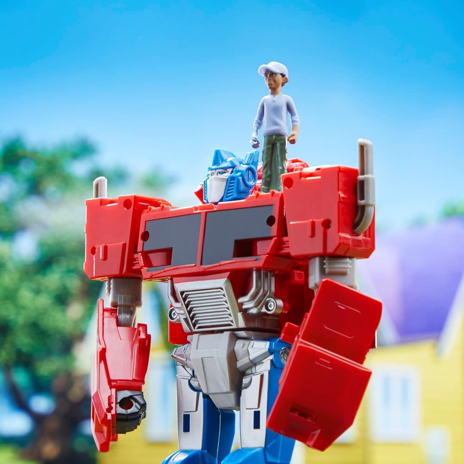 Transformers Earthspark Spin Changer Optimus Prime Figur (20 cm) med Robby Malto Figur (5 cm) fra 6 Action Figures Naty Shop