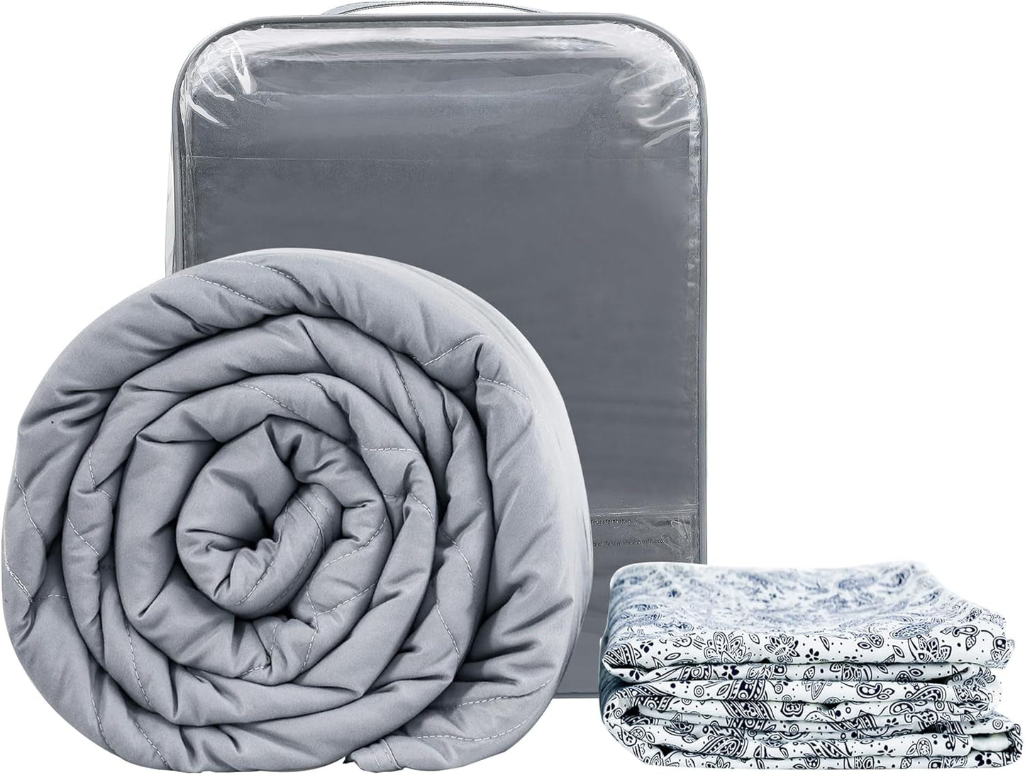 Winthome vægtet tæppe med dynebetræk 150X205 cm 10,4 kg, behageligt vægtet tæppe, anti-stress terapitæppe, tungt tæppe til dybere søvn og bedre restitution, tungt tæppe til voksne (grå) senge og tæpper Besuche den X1K1-30Store den Winthome 1-30Store den Wint90