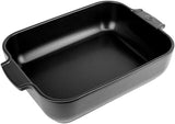 Peugeot Appolia Rechteckige Auflaufform Mit Griffen, Keramik, Schiefer / Grau, 7,2X31X21,7 Cm, Fassungsvermögen: Ca. 2 L, 60060 Bageforme og plader Naty Shop Satinschwarz