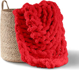 Chunky strikket tæppe, plaid, 100% håndstrikket med jumbo chenille garn (127 X 152,4 Cm, lilla grå) Adyrescia Red 50 "X60" Senge og tæpper