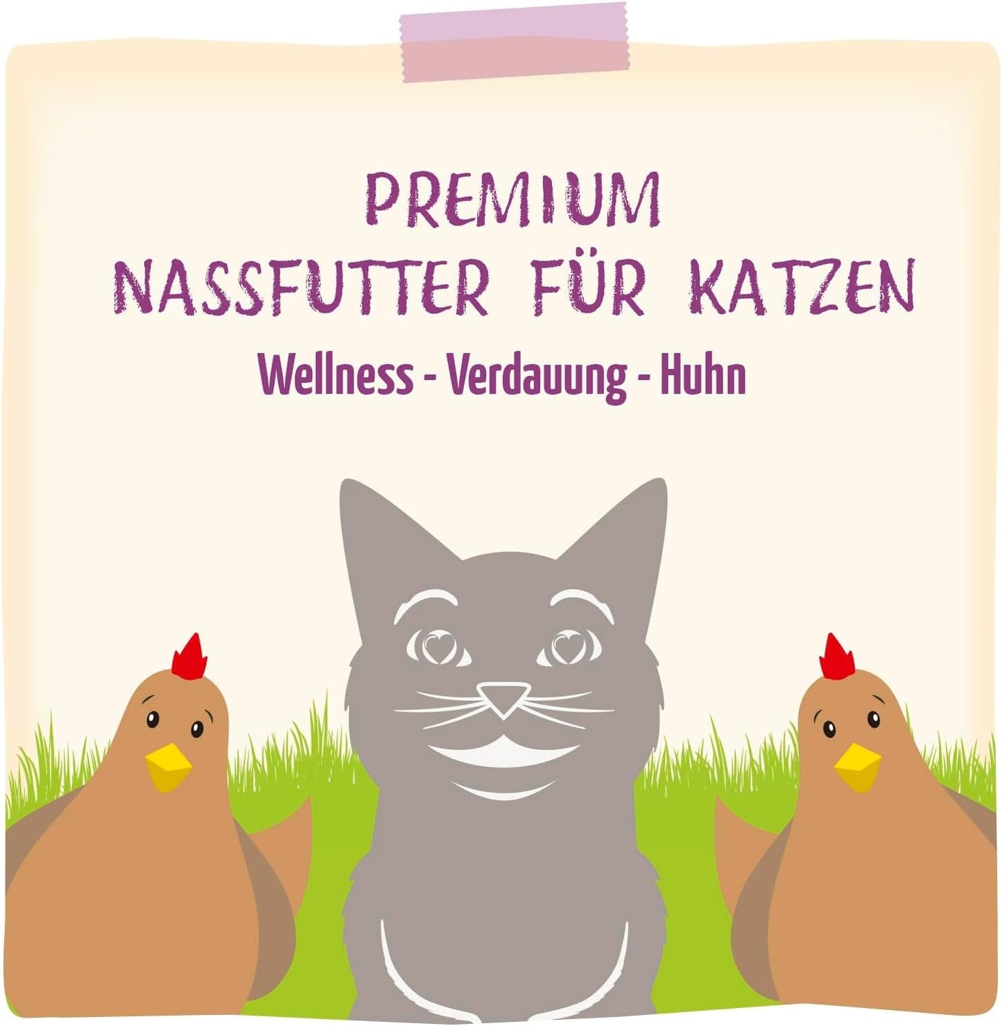 MjAMjAM - Premium våd kattefoder - Wellness - Fordøjelse - Kylling, pakke med 12 (12 x 125 g), kornfri