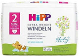 HiPP Babysanft mini bleer størrelse 2 i en 2 ugers pakke (124 bleer)