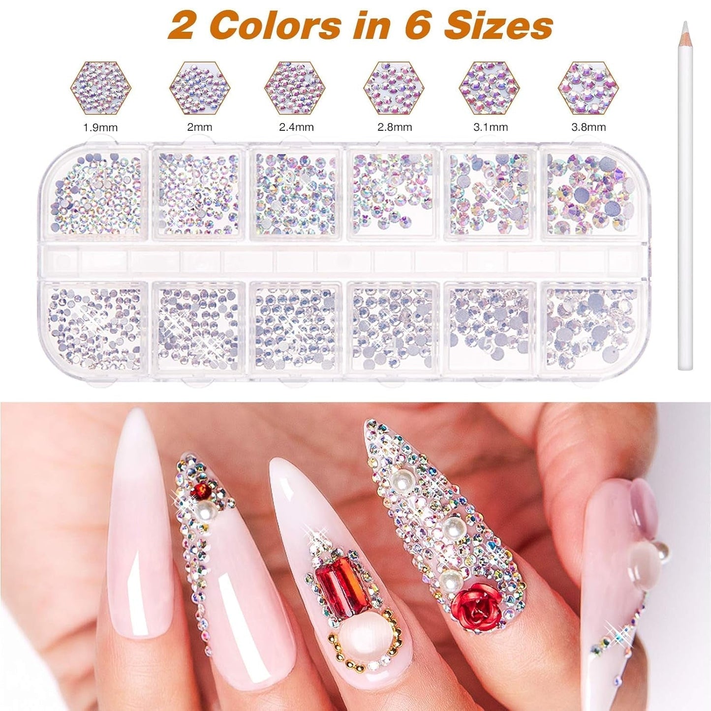 MELLIEX 45 Stück Nail Art Dekoration Zubehör Sæt, Nägel Pinsel Strasssteine ​​Glitzer Goldfolie Nageldesign Dotted Pen Streifenband Für Nagelkunst Maniküre Set