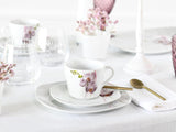 CreaTable, 24024, Square Orchid Series, 18-delt porcelænssæt til 6, Porcelænskaffeservice, Tåler opvaskemaskine og mikroovn, Kvalitetsfremstilling