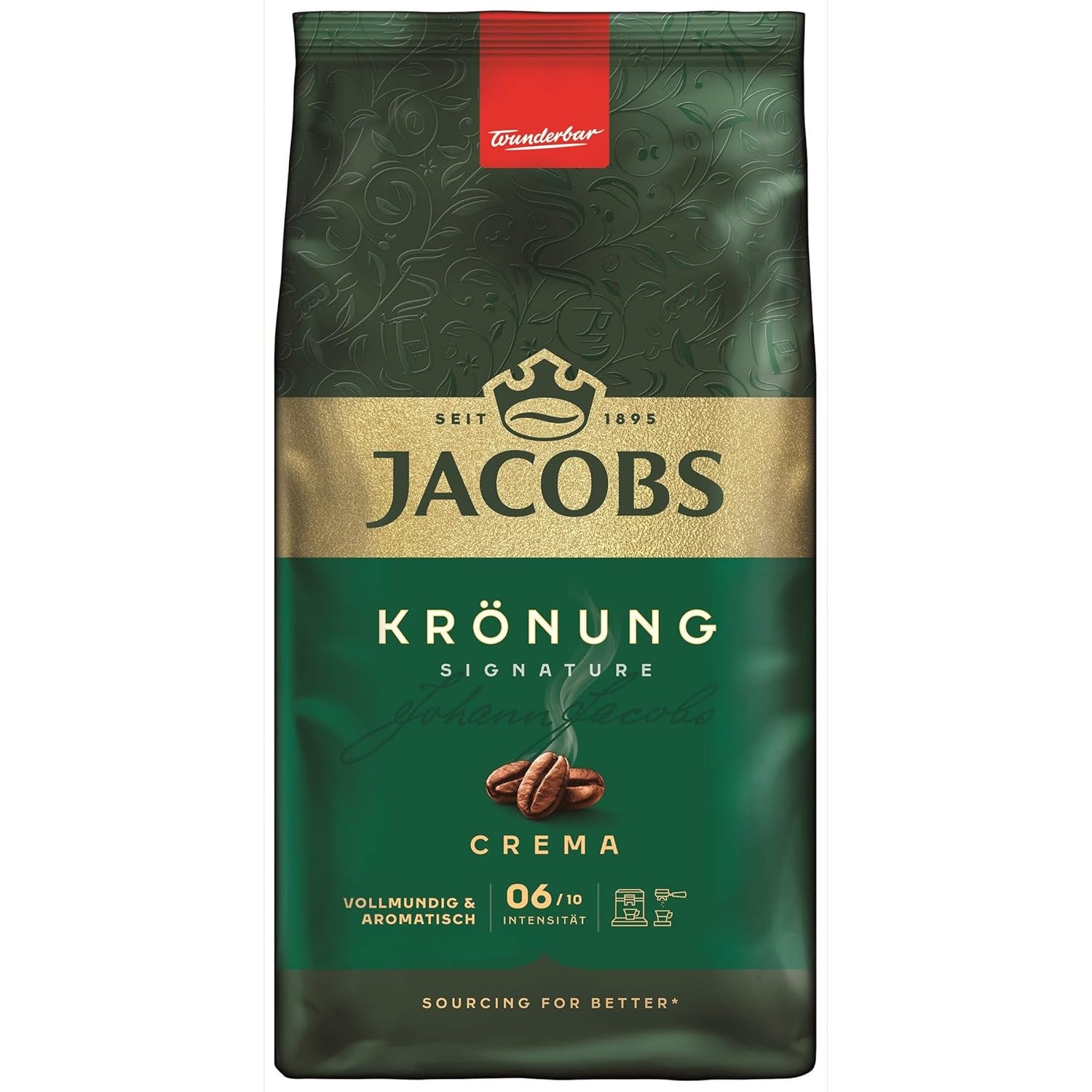 Jacobs Krönung fløde, hele bønnekaffe, pakke med 4 (4 x 1000 g)