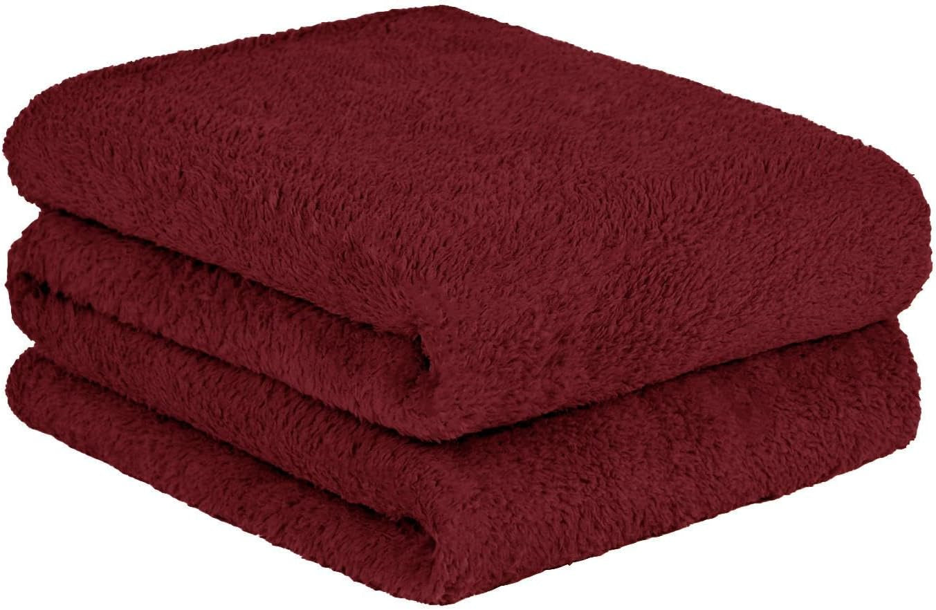 Brentford's Teddy Fleece Tæppe Stort Sengetæppe Plys Super Blød Varm Sovesofa Sengetæppe Sort - 150 X 200 Cm Senge og tæpper Besuche den Brentfords-Store Vinrød 125 X 150 Cm