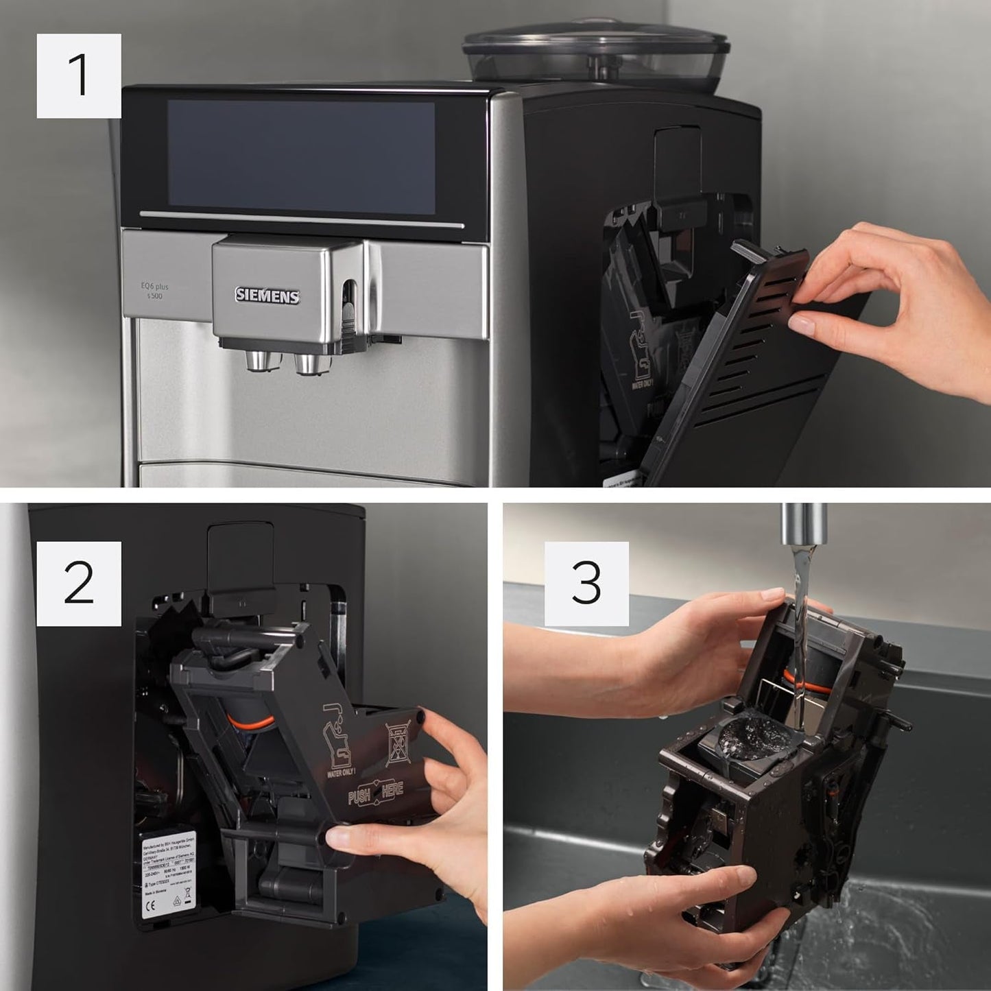 Siemens EQ.6 plus s300 automatisk espressomaskine TE653501DE, til mange kaffespecialiteter, mælkeskummer, keramisk kværn, dobbelt kaffefunktion, anti-kalk, automatisk damprensning, 1500 W, sølv
