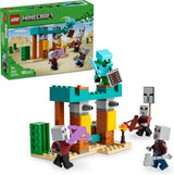 LEGO Minecraft The Illager Desert Patrol videospilsæt til børn, udpost minilegetøj og tre minifigurer inklusive plyndrer, tjener og kaktusridder 21267 byggesæt Besuche den LEGO-Store standardtitel