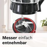 Bosch Standmixer Vitapower Serie 4 MMB6172SN, Verbesserte Version, 10 Jahre Motorgarantie, Edelstahl-Klingen, 1,5L Glasbehälter, Spülmaschinenfeste Teile, 30.000 U/Min, 1200 W, Silver Kitchen Naty Shop