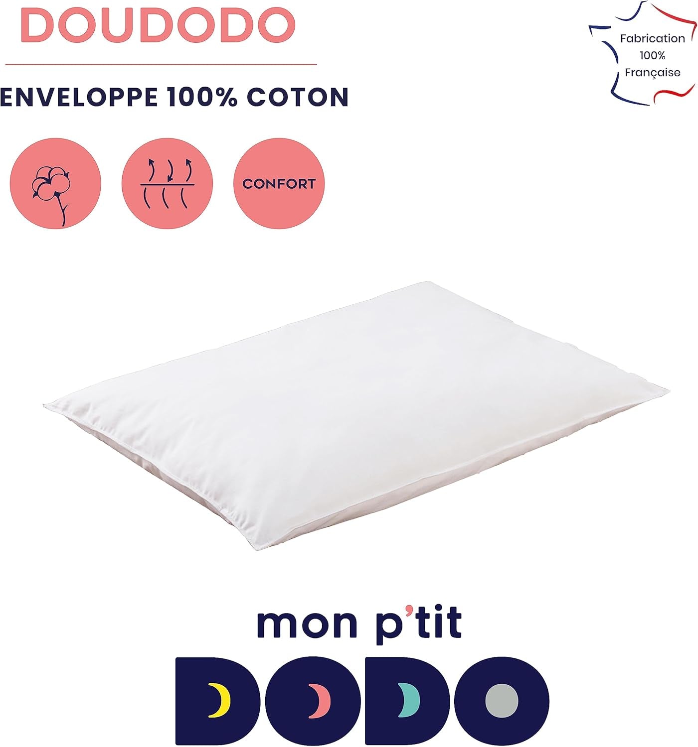 MON P'TIT DODO - Comfortable pillow, 40 X 60 cm, white Naty Shop standard pillows