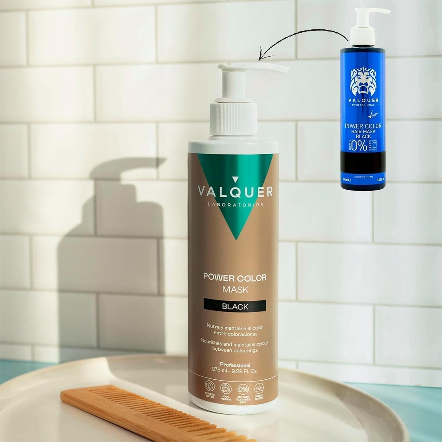 Valquer Power Color Mask vegansk og silikonefri formulering Giver hårfarve 290 ml sort Hårmaske Naty Shop