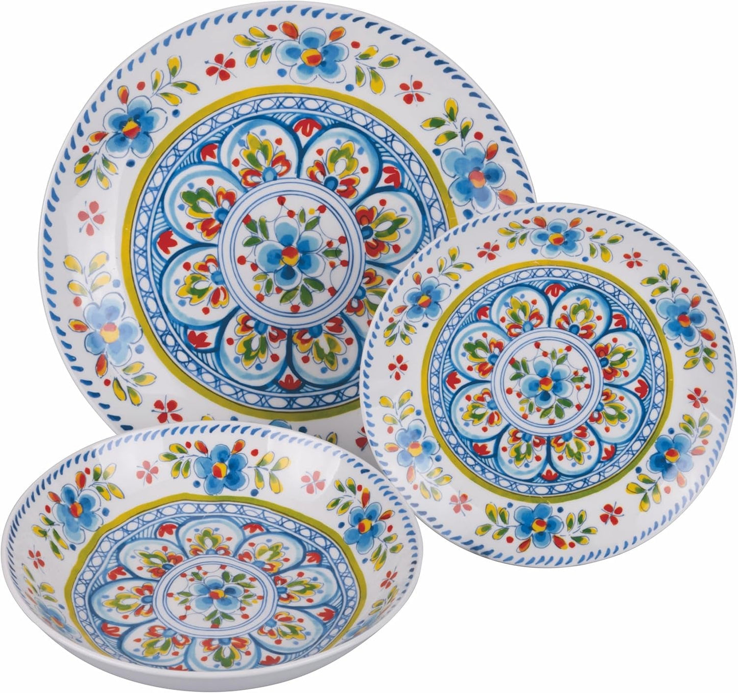 Porcelænsservice med 18 stykker, 6 forskellige sæt tallerkener, Andalusia